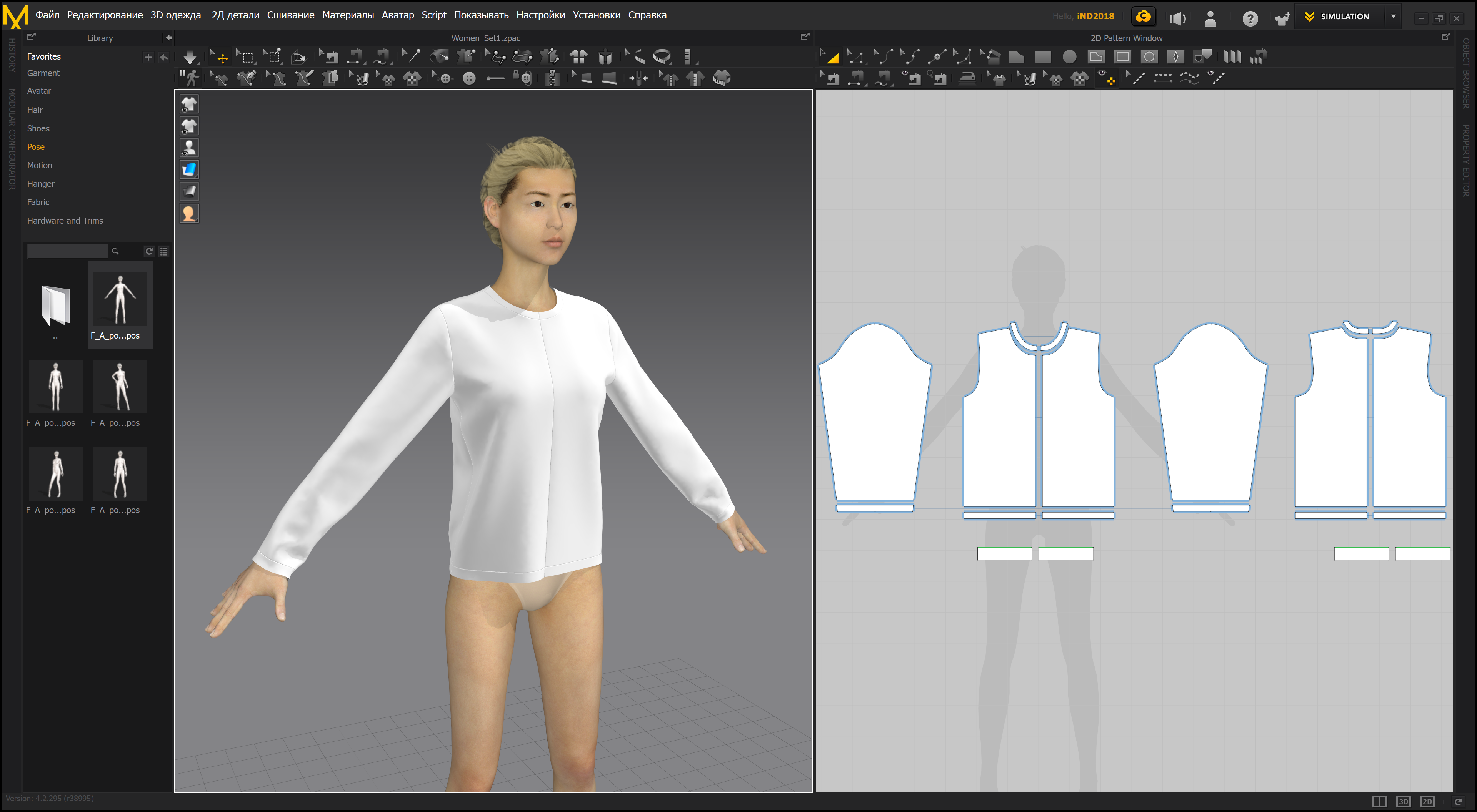 Marvelous Designer модель рубашки